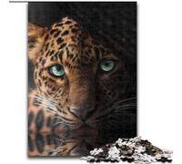 1000 Pieces Puzzle Gifts Green Eyed Leopard Wooden Jigsaw Puzzles size 50x75cm Interactive Family Game, DIY Home Decor, Brain Teaser Gift