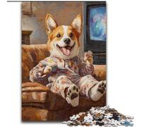 1000 Pieces Puzzle Gifts Happy Corgi Jigsaw Puzzles for Adults 26X38CM Challenging DIY Brain Teaser for Teenagers