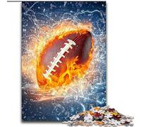 1000 Pieces Puzzle Gifts Ice And Fire Football Wooden Jigsaw 50X75CM Brain Teaser Game, Interactive Family Game, Suitable for Ages 14+