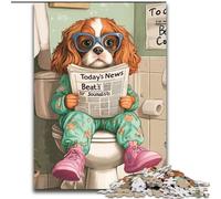 1000 Pieces Puzzle Gifts King Spaniel Go Toilet cardboard Jigsaw Puzzles for Adults with Family Interactive Game, for Ages 14+ (Size 26x38cm)