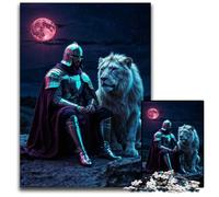 1000 Pieces Puzzle Gifts Knight And Lion Under MoonPuzzles for Adults Challenging Brain TeaserRelaxing Toy for Teenagers 1000 PCS(75x50cm)