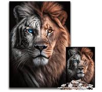 1000 Pieces Puzzle Gifts Lion Tiger Portrait Puzzles for Adults Relax & Challenge, Colorful Home Decor Art, for Friends 26X38CM/10.23x14.96inch
