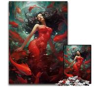 1000 Pieces Puzzle Gifts Mermaid in Red Impossible Jigsaw Puzzles for Adults for Family And Friends Suitable for Ages 14 1000 PCS(75x50cm)
