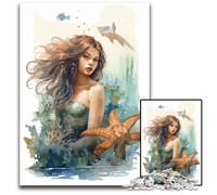 1000 Pieces Puzzle Gifts Mermaid Watercolor Impossible Jigsaw Puzzles for Adults for Family And Friends Suitable for Ages 14 1000 PCS(38x26cm)