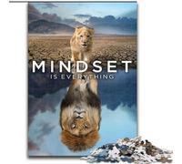 1000 Pieces Puzzle Gifts Mindset Is Everything Lion Jigsaw Puzzles for Adults 1000 Idea, Humorous Artwork, Detailed Artwork (Size 50x75cm)