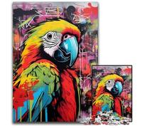 1000 Pieces Puzzle Gifts Parrot Graffiti Painting Puzzles for Adults Relax & Challenge, Colorful Home Decor Art, for Friends 50x75CM/19.68x29.52inch