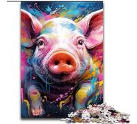 1000 Pieces Puzzle Gifts Pig 1000 Piece Jigsaw Puzzle Family Interaction & Fun Gift, Vibrant Abstract Design (Size 38x26cm)
