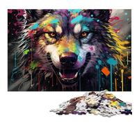 1000 Pieces Puzzle Gifts Psychedelic Art Wolf Puzzles for Adults Relax & Challenge, Colorful Home Decor Art, for Friends 50x75CM/19.68x29.52inch