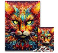 1000 Pieces Puzzle Gifts Psychedelic Cat Puzzles for Adults Relax & Challenge, Colorful Home Decor Art, for Friends 26X38CM/10.23x14.96inch