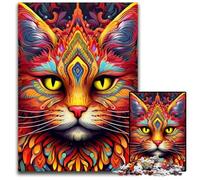 1000 Pieces Puzzle Gifts Psychedelic Cat Puzzles for Adults Relax & Challenge, Colorful Home Decor Art, for Friends 26X38CM/10.23x14.96inch