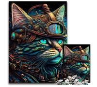 1000 Pieces Puzzle Gifts Psychedelic Cat Warrior cardboard Jigsaw Puzzles for Adults Family Game Night Fun, DIY Decorative Artwork 26X38CM/10.23x14.96inch