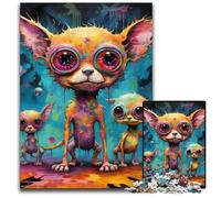 1000 Pieces Puzzle Gifts Psychedelic Chihuahua Puzzles for Adults Relax & Challenge, Colorful Home Decor Art, for Friends 50x75CM/19.68x29.52inch