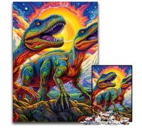 1000 Pieces Puzzle Gifts Psychedelic Tyrannosaurus Rex Puzzles for Adults Relax & Challenge, Colorful Home Decor Art, for Friends 26X38CM/10.23x14.96inch