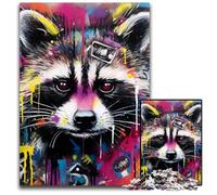1000 Pieces Puzzle Gifts Raccoon Graffiti Puzzles for Adults Relax & Challenge, Colorful Home Decor Art, for Friends 26X38CM/10.23x14.96inch