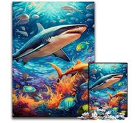 1000 Pieces Puzzle Gifts Shark Puzzles for Adults Relax & Challenge, Colorful Home Decor Art, for Friends 50x75CM/19.68x29.52inch