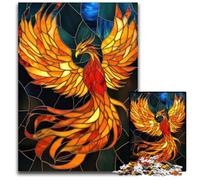 1000 Pieces Puzzle Gifts Stained Glass Phoenix Impossible Jigsaw Puzzles for Adults for Family And Friends Suitable for Ages 14 1000 PCS(75x50cm)