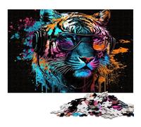 1000 Pieces Puzzle Gifts Tiger Puzzles for Adults Relax & Challenge, Colorful Home Decor Art, for Friends 26X38CM/10.23x14.96inch