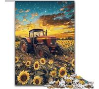 1000 Pieces Puzzle Gifts Tractor in A Sunflower Field cardboard Jigsaw Puzzles for Adults 26X38CM Ideal for Lover, Perfect Christmas, New Year, Valentine's Gift