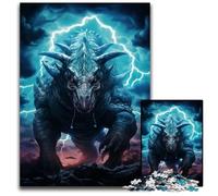 1000 Pieces Puzzle Gifts Triceratops Surrounded by Storm Wooden Puzzles for Teenagers & Family Fun - DIY Brain Teaser Game Gift 1000 PCS(75x50cm)