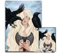 1000 Pieces Puzzle Gifts Valkyrie with Ravens Jigsaw Puzzles for Adults for Teenagers Family Fun DIY Brain Teaser Game Gift 1000 PCS(75x50cm)