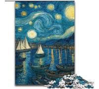 1000 Pieces Puzzle Gifts Van Gogh Night Sky Wooden Jigsaw Puzzles for Adults 50X75CM Ideal for Lover, Perfect Christmas, New Year, Valentine's Gift