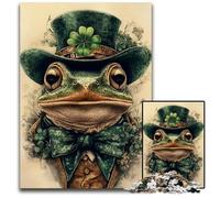 1000 Pieces Puzzle Gifts Vintage Frog Saint Patricks DayImpossible Jigsaw Puzzles for Adults for Teenagers Couples And Friends for Birthdays Christmas 1000 PCS(75x50cm)