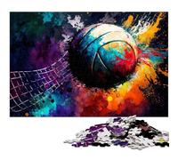1000 Pieces Puzzle Gifts Volleyball Oil Painting cardboard Jigsaw Puzzles for Adults for Family And Friends, Suitable for Ages 14+ 26X38CM/10.23x14.96inch