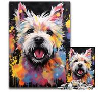 1000 Pieces Puzzle Gifts West Highlands Graffiti Painting cardboard Jigsaw Puzzles for Adults Family Game Night Fun, DIY Decorative Artwork 26X38CM/10.23x14.96inch