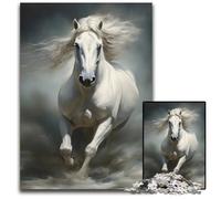 1000 Pieces Puzzle Gifts White Horse Running Difficult Puzzles for Adults Interactive Family Game, DIY Home Decor Brain Challenge Gift 1000 PCS(75x50cm)