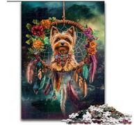 1000 Pieces Puzzle Gifts Yorkshire Terrier Dream Catcher Wooden Jigsaw 50X75CM Brain Teaser Game, Interactive Family Game, Suitable for Ages 14+
