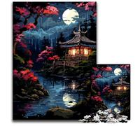 1000 Pieces Puzzle Gifts Zen Japan Garden Synthwave Wooden Jigsaw Ideal for Lover Perfect Christmas New Year Valentine's Gift 1000 PCS(38x26cm)