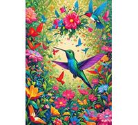 1000 Pieces Puzzle - Hummingbirds Birds Colourful Flower Art Oil Painting - For Adult Family Stress Relief Puzzle Toys - Memory Cognition Game - Home Decoration Kw164Zw