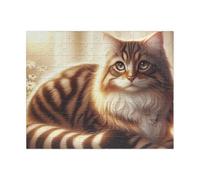 1000 Pieces Puzzle Tabby Cat, Jigsaw Game For Cat Lovers, Cute Pet Animal, Brain Teaser Gift, Family Fun Activity, Stress Relief Toy