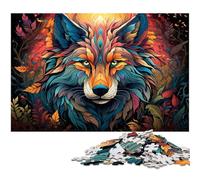 1000 Pieces Puzzles Colorful Wolf Painting Art Jigsaw Puzzles for Adults Paper Jigsaw for Summer Lovers 1000 PCS(38x26cm)
