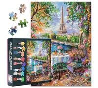 1000 Pieces Puzzles for Adult, Eiffel Tower Paris Jigsaw Puzzle, Romantic Cafe Puzzles for Family Game Nights, Paris Landscape Puzzle Gift Home Wall Decor, Includes Reference Poster(50.5x70.5cm)