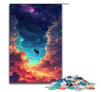 1000 Pieces Puzzles for Adults A Cow Floating in Outer Space Wooden Jigsaw for Adults And Kids Stress Relief Tool 1000PCS(75x50cm)