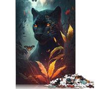 1000 Pieces Puzzles for Adults A Fiery Black Panther Square Puzzle for Adults & Wooden Puzzles Home Decor 1000pcs (75x50cm)