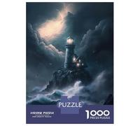 1000 Pieces Puzzles for Adults A Lighthouse in A Storm V2 Jigsaws for Adults Relax Games Enhance Memory Unique Gifts for Birthday And Christmas 52x38cm/1000pcs