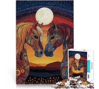 1000 Pieces Puzzles for Adults a pair of horses Made of cardboard，Suitable for ages 14 and up Fun games Unique Birthday size：26x38cm/10.24x14.96inch