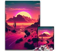 1000 Pieces Puzzles for Adults A Synthwave Mountain Scene Jigsaw Puzzles Fun at Home Activities Birthday Present Travel Gifts 1000 PCS(38x26cm)