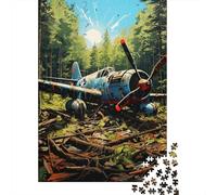 1000 Pieces Puzzles for Adults Abandoned Warplane in Forest Puzzles for Adults Hands-on Game But Fun And Humorous Parent-child Interaction 70x50cm/1000pcs