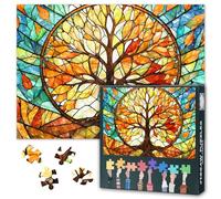 1000 Pieces Puzzles for Adults Abstract Bright Multicolored Stained Glass Tree Puzzle Games for Adults, Hard Difficult Challenging Jigsaw Puzzles Colorful Mosaic Tree of Life
