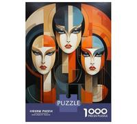 1000 Pieces Puzzles for Adults Abstract Geometric Faces Art Print Adult Puzzles Brain Teaser Game Enhance Memory Unique Gifts for Birthday And Christmas 38x26cm/1000pcs