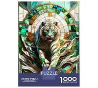 1000 Pieces Puzzles for Adults Abstract White Tiger Art Jigsaw Puzzle Hands-on Game Home Decoration Unique Gifts for Birthday And Christmas 70x50cm/1000pcs