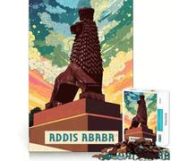 1000 Pieces Puzzles for Adults Addis Ababa Neat Cut Decor Cognitive Teaser Toy Free Time Play Birthday Art Gift (38x26cm)