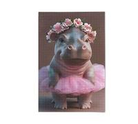 1000 Pieces Puzzles for Adults - Adorable Hippo Ballerina Pink Puzzle Christmas Perfect for Relaxation Activity Difficult Challenging Puzzles