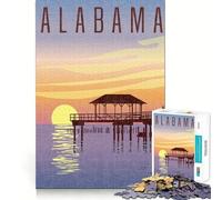 1000 Pieces Puzzles for Adults Alabama Sunset Pier Flawless Fit Art Brain Challenge Fun Rest Time Play Birthday Mind Gift (38x52cm)