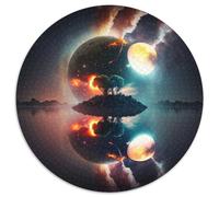 1000 Pieces Puzzles for Adults Alien Planet Landscape Round Puzzles 1000 Pieces for Adults Brain Teaser & Home Decor, Perfect 67.5x67.5cm