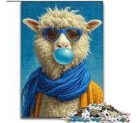 1000 Pieces Puzzles for Adults Alpaca Blowing Bubbles Jigsaw Puzzles Made of Wood for Teenagers & Teens, Ideal Birthday size 50X75CM