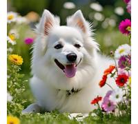 1000 Pieces Puzzles for Adults - American Eskimo Dog in The Garden Challenging Brain Puzzle Games Decorative Jigsaw Puzzles for Recreational Activities